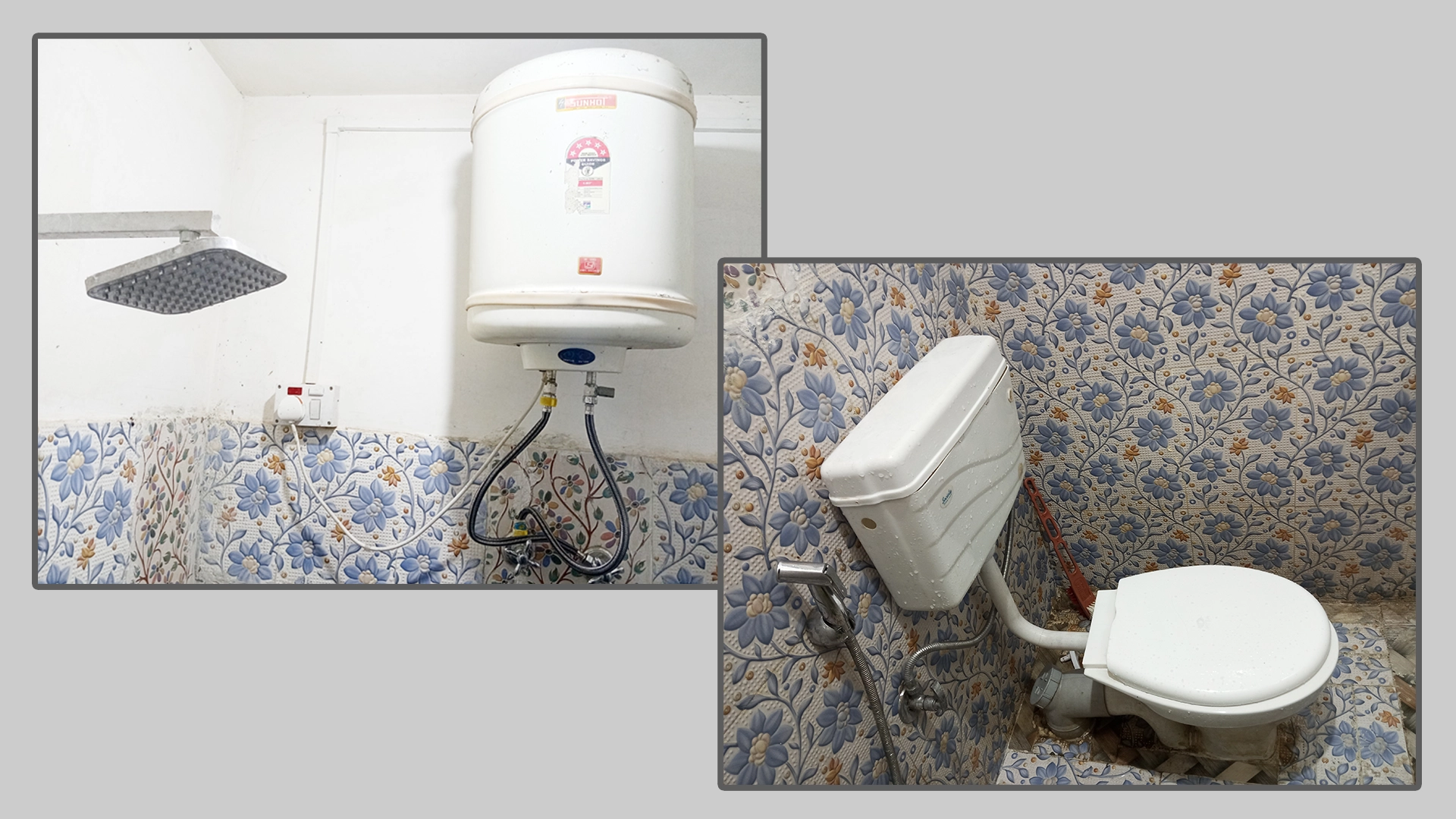 Modern Washroom at Ajit Anjan Homestay in Sikkim - Equipped with Water Heater, Stylish Tiles, and Comfortable Amenities